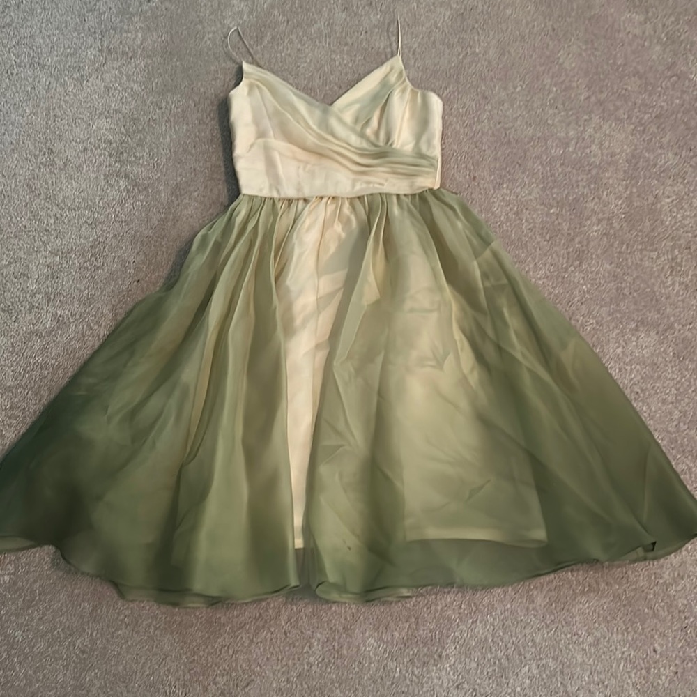 Kay Unger New York Pretty Green and Tan (Two toned) Evening Dress Size 2